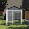 Dog House with Run Anthracite 46.1"x79.1"x48.4" Galvanized Steel