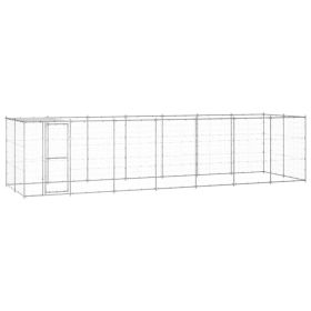 Outdoor Dog Kennel Galvanized Steel with Roof 182.3 ftÂ²