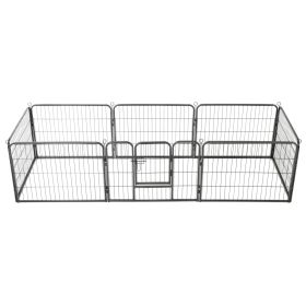 Dog Playpen 8 Panels Steel 31.5"x23.6" Black