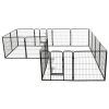 Dog Playpen 16 Panels Steel 31.5"x31.5" Black