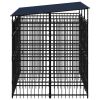 Outdoor Dog Kennel with Roof Steel 59.5 ftÂ²