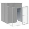 Dog House with Run Light Gray 65"x179.1"x71.3" Galvanized Steel