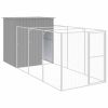 Dog House with Run Light Gray 65"x179.1"x71.3" Galvanized Steel