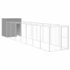 Dog House with Run Light Gray 65"x339.8"x71.3" Galvanized Steel