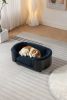 Scandinavian style Elevated Dog Bed Pet Sofa With Solid Wood legs and Black Bent Wood Back, Cashmere Cushion,Small Size