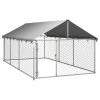 Outdoor Dog Kennel with Roof 157.5"x78.7"x59.1"