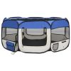 Foldable Dog Playpen with Carrying Bag Blue 57.1"x57.1"x24"