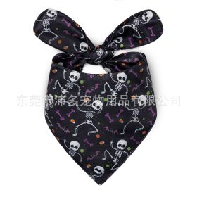 Pet Triangle Halloween Dog Saliva Towel Double Layer (Option: Halloween Skull-M)