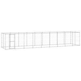 Outdoor Dog Kennel Galvanized Steel 234.4 ftÂ² (Color: Silver)