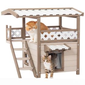 New Style Wood Pet House With Roof Balcony and Bed Shelter (Type: Pets, Color: White)