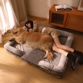 Dog Bed, Bolster Dog Bed with Memory Foam Dog Couch Sofa and Removable Washable Cover (Color: Gray, size: 27.6*21.7'' Up to 27 lbs)