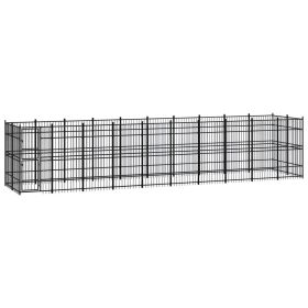 Outdoor Dog Kennel Steel 198.4 ftÂ² (Color: Black)