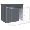 Dog House with Run Anthracite 84.3"x99.6"x71.3" Galvanized Steel