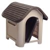 Dog House with Bowl for Small to Medium Breeds, Espresso, Beige