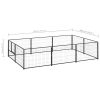 Dog Kennel Black 64.6 ftÂ² Steel